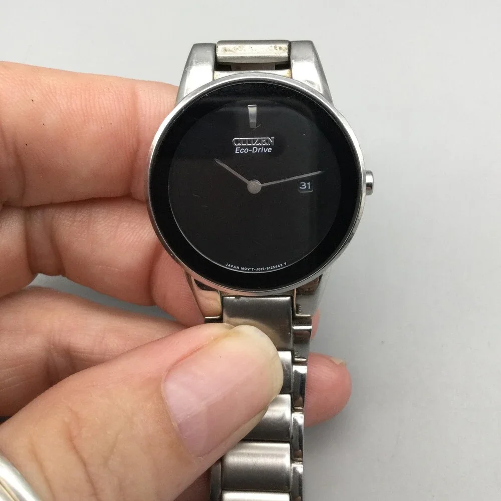 Citizen Eco-Drive Womens Watch 30mm Black Dial Stainless Date Solar J015 6.25